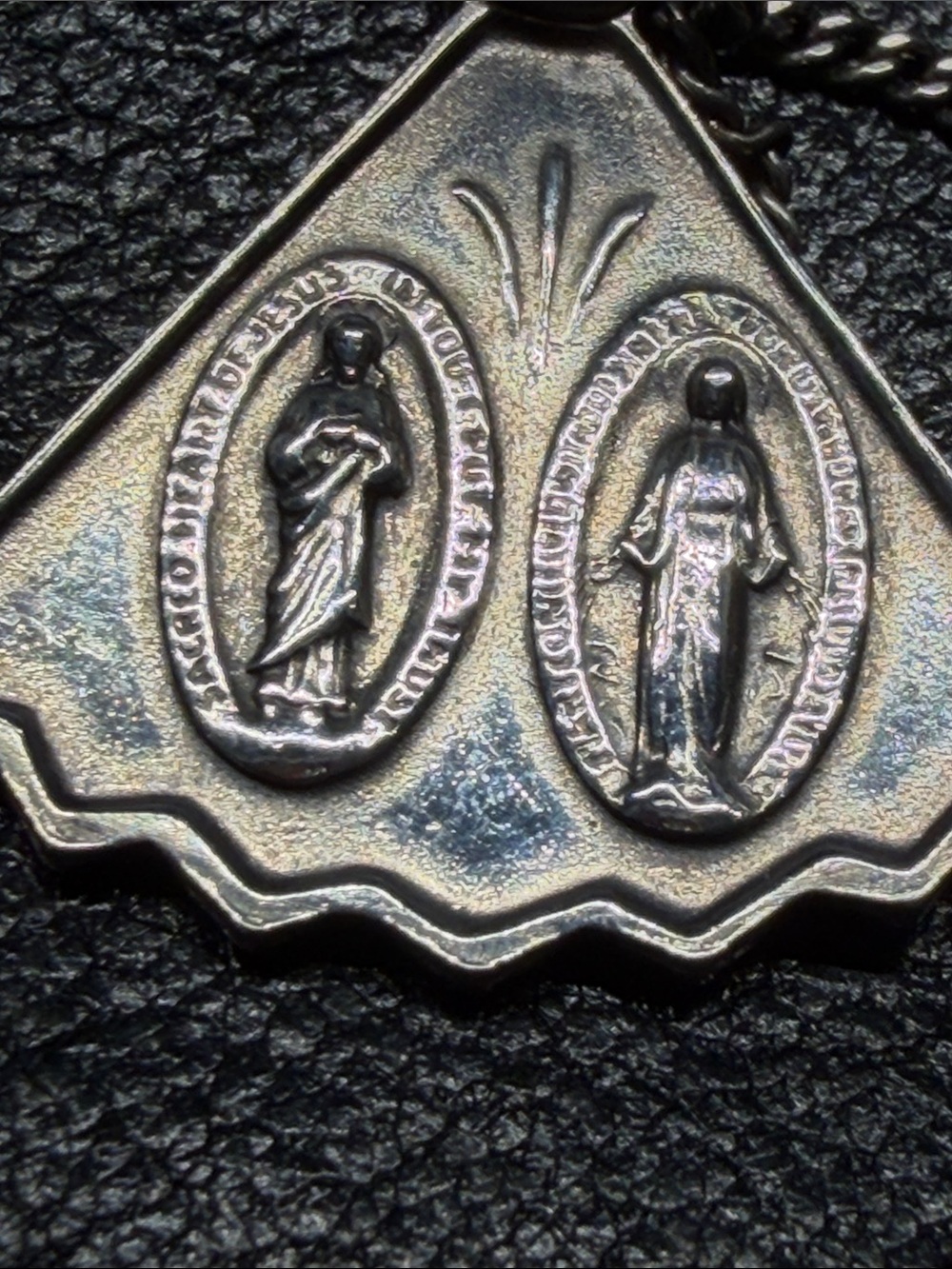 Vintage 925 Guilloche Enamel Rose Slide Hand Fan 4-Way Religious Medal Necklace - Picture 16 of 16